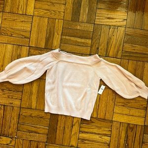 Moth by Anthropologie Off the shoulder/ deep boatneck puffy sleeve sweater